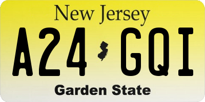 NJ license plate A24GQI