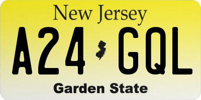 NJ license plate A24GQL
