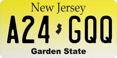 NJ license plate A24GQQ