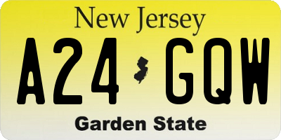 NJ license plate A24GQW