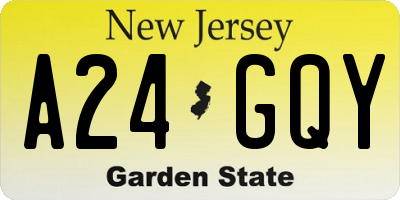 NJ license plate A24GQY