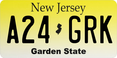 NJ license plate A24GRK