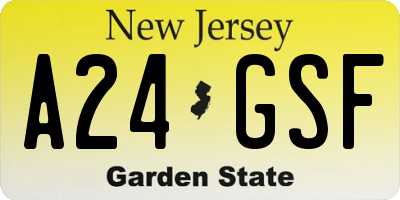 NJ license plate A24GSF