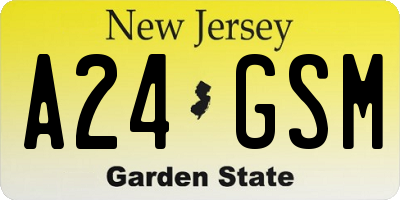 NJ license plate A24GSM