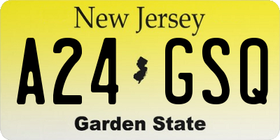 NJ license plate A24GSQ