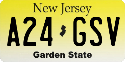 NJ license plate A24GSV