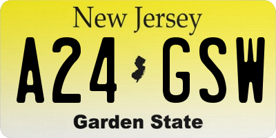 NJ license plate A24GSW