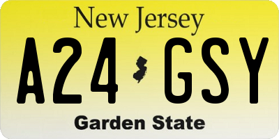 NJ license plate A24GSY