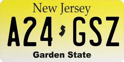 NJ license plate A24GSZ