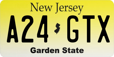 NJ license plate A24GTX