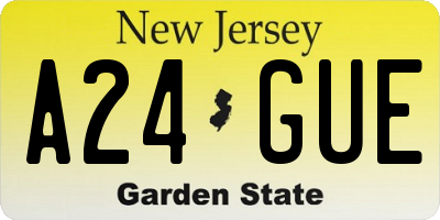 NJ license plate A24GUE