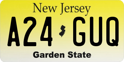 NJ license plate A24GUQ