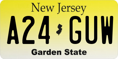 NJ license plate A24GUW