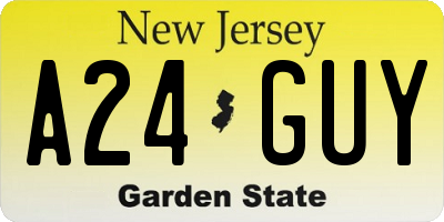 NJ license plate A24GUY