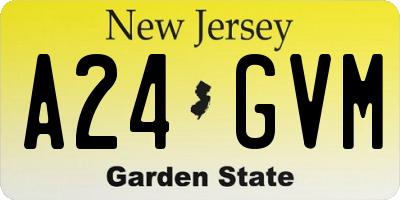 NJ license plate A24GVM