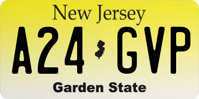 NJ license plate A24GVP