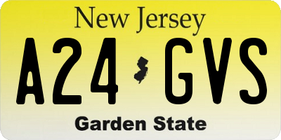 NJ license plate A24GVS