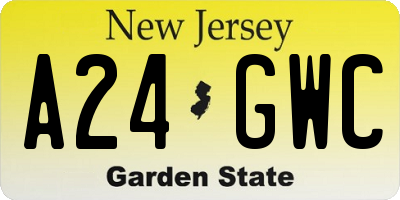NJ license plate A24GWC