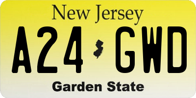 NJ license plate A24GWD