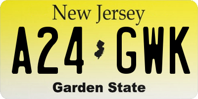 NJ license plate A24GWK