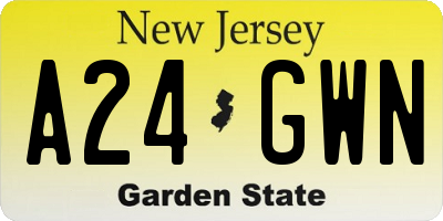 NJ license plate A24GWN