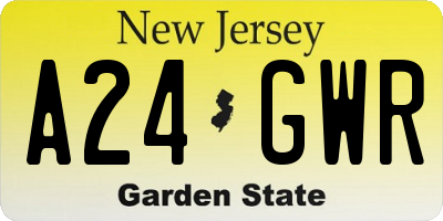 NJ license plate A24GWR