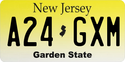 NJ license plate A24GXM