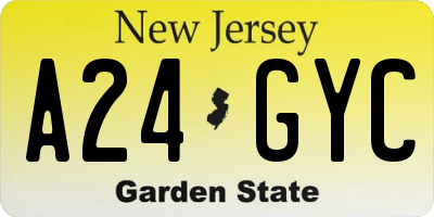NJ license plate A24GYC