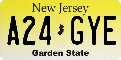 NJ license plate A24GYE