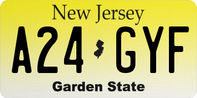 NJ license plate A24GYF