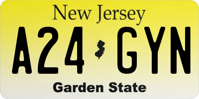 NJ license plate A24GYN