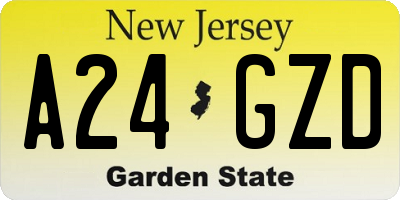 NJ license plate A24GZD