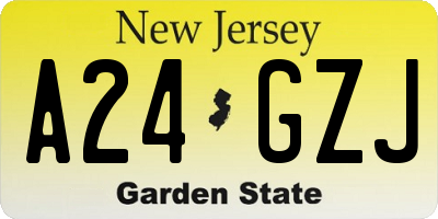 NJ license plate A24GZJ