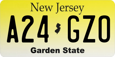 NJ license plate A24GZO
