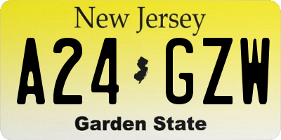 NJ license plate A24GZW