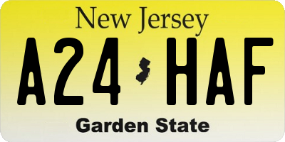 NJ license plate A24HAF