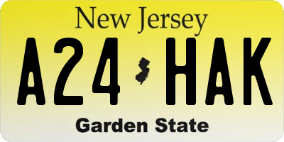 NJ license plate A24HAK