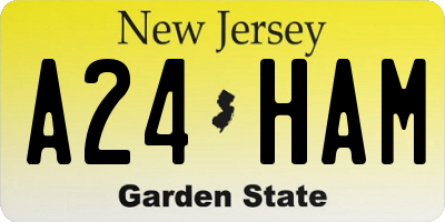 NJ license plate A24HAM