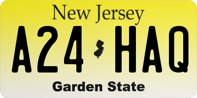 NJ license plate A24HAQ