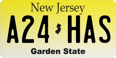 NJ license plate A24HAS
