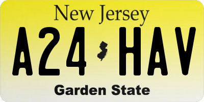 NJ license plate A24HAV