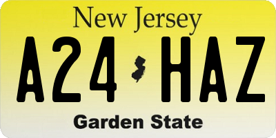 NJ license plate A24HAZ