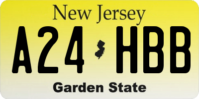 NJ license plate A24HBB
