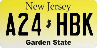 NJ license plate A24HBK
