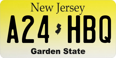NJ license plate A24HBQ