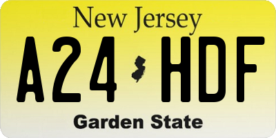 NJ license plate A24HDF