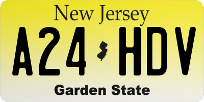 NJ license plate A24HDV
