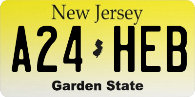 NJ license plate A24HEB