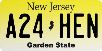 NJ license plate A24HEN