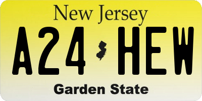 NJ license plate A24HEW